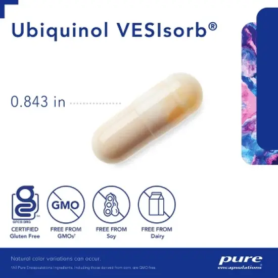 Pure Encapsulations Ubiquinol VESIsorb - Hypoallergenic Supplement - Enhanced Absorption of Active Antioxidant Form of CoQ10 - 60 Caplique Capsules image {2}