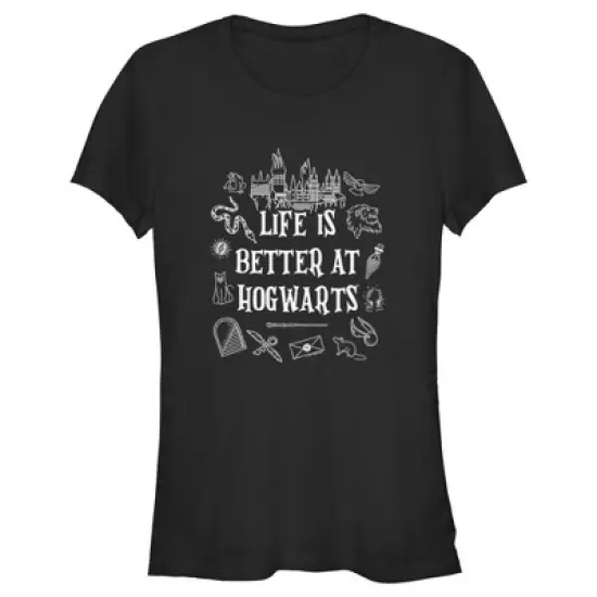 Junior's Harry Potter Life is Better at Hogwarts Icons T-Shirt image {3}