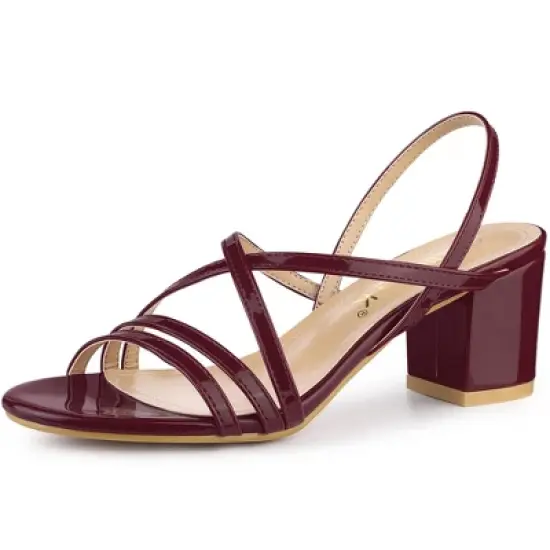 Allegra K Women's Strappy Slingback Chunky Heels Slide Sandals image {11}