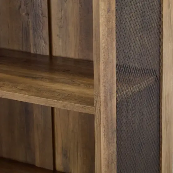 68" Grevaldi Industrial Mesh Side Bookshelf Rustic Oak - Saracina Home image {5}