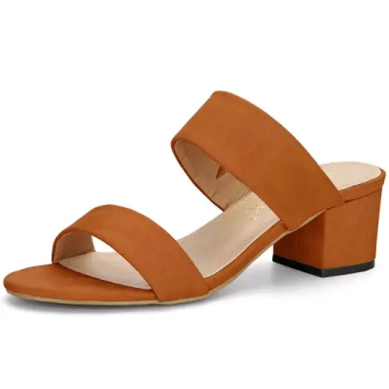 Allegra K Women's Block Heel Dual Straps Slide Sandals image {9}