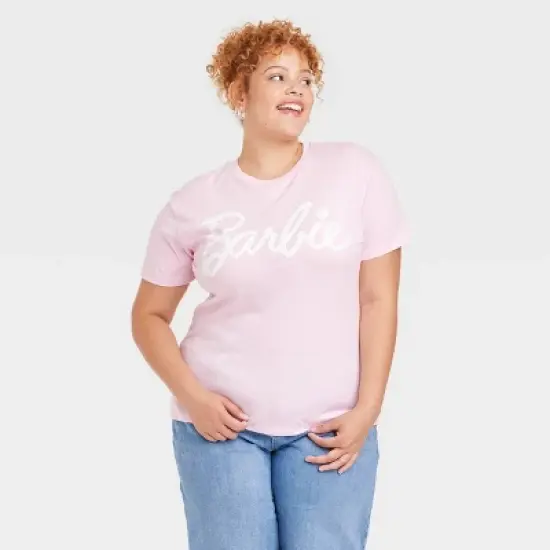 Women's Barbie Logo Classic Short Sleeve Graphic T-Shirt - Pink image {4}