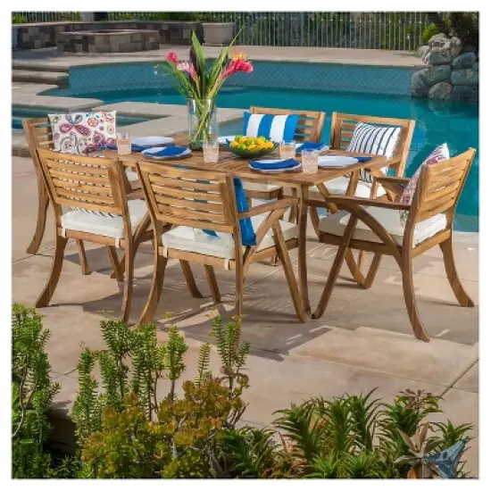 Hermosa 7pc Acacia Dining Set - Christopher Knight Home image {7}