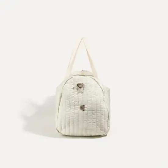 White new embroidered travel bag large capacity luggage bag light storage handbag crossbody Boston bag image {2}