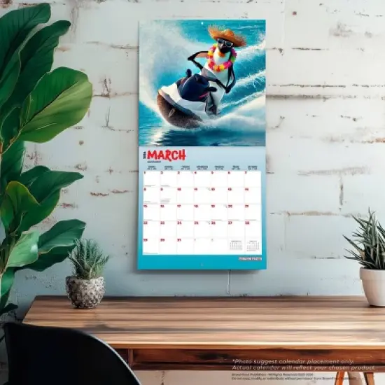 BrownTrout 2026 Penguin Party 12"x24" Hanging Square Wall Calendar Plastic-Free image {4}