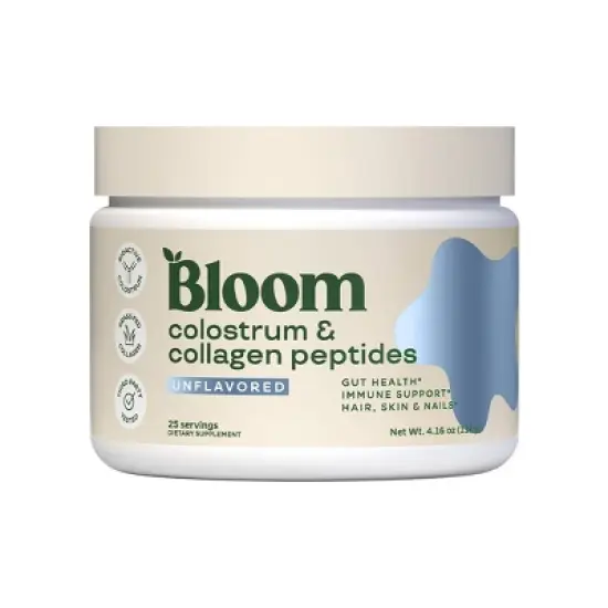 BLOOM NUTRITION Colostrum & Collagen Peptides Powder - Unflavored - 4.16oz/25 Servings image {6}