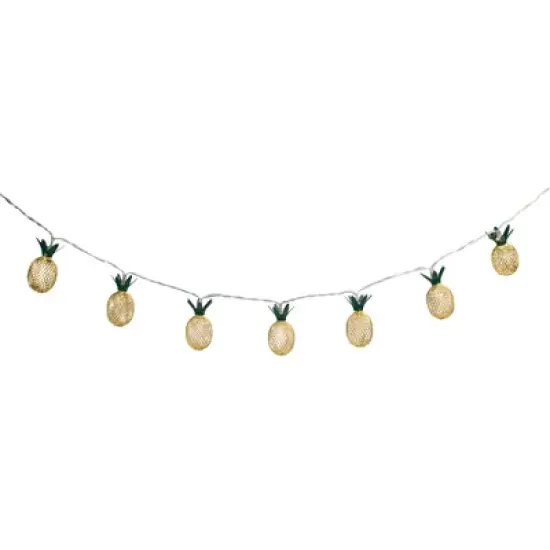 Northlight 10 B/O LED Warm White Gold Pineapple String Lights - 3' Clear Wire image {3}