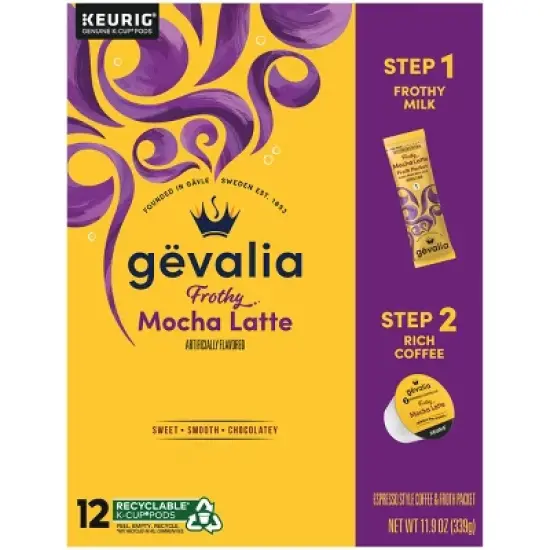 Gevalia Kaffe Mocha Latte Espresso Roast Coffee Single Serve Pods - 12ct image {4}