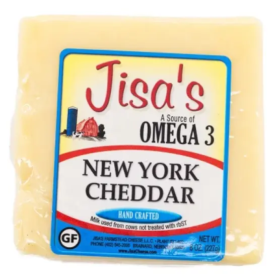 Jisa's Farmstead Cheese 8 oz New York Cheddar Block - Pack of 3 image {1}