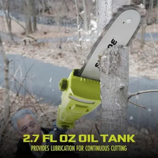 Sun Joe 24 Volt Cordless Pole Chainsaw, Electric Telescoping Tree Trimmer, Green, 4V-PS8-LTE image {5}