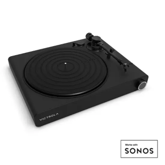 Victrola Stream Onyx Works with Sonos Wireless Turntable with 2-Speeds with Sonos Era 100 Wireless Smart Speaker (Black) image {1}