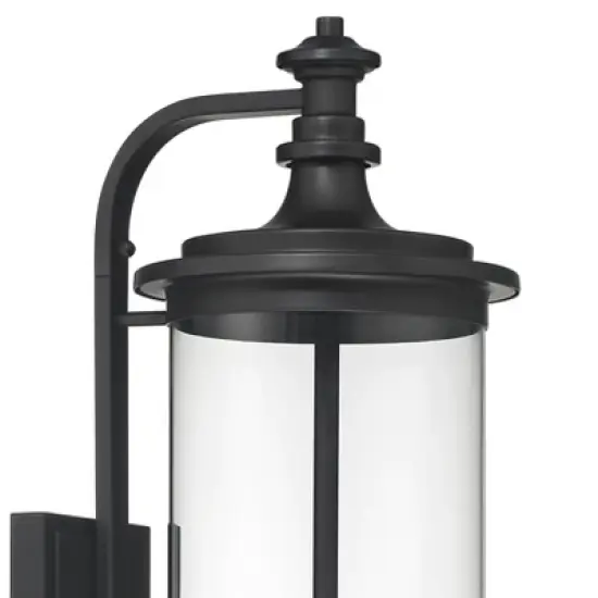 Possini Euro Design Medici Modern Outdoor Wall Light Fixture Black 32 1/4" Clear Glass Cylinder Shade for Post Exterior Barn Deck House Porch Yard image {3}