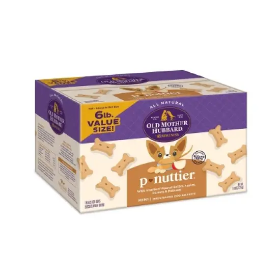 Old Mother Hubbard by Wellness Classic Crunchy P-Nuttier Biscuits Mini Oven Baked with Carrot, Apple and Chicken Flavor Dog Treats image {6}