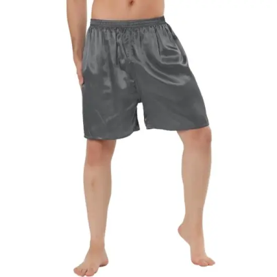 Lars Amadeus Men's Sleepwear Satin Shorts Elastic Waist Lounge Pajama Bottoms image {7}