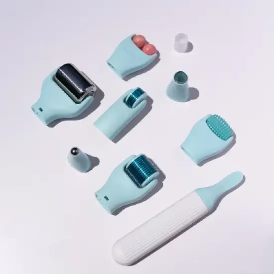 Beautimate 10-in-1 Skincare Roller Set &ndash; Interchangeable Microneedling, Massage, and Cleansing Tools with Storage and Disinfection Case image {1}