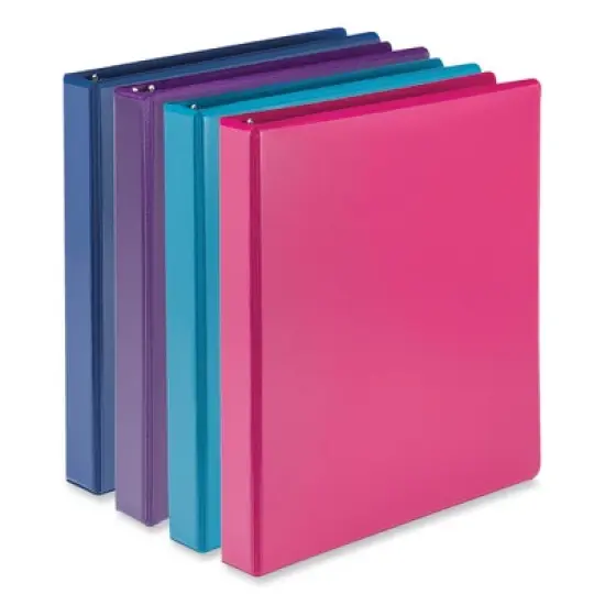 Samsill Durable D-Ring View Binders, 3 Rings, 1" Capacity, 11 x 8.5, Blueberry/Blue Coconut/Dragonfruit/Purple, 4/Pack image {5}
