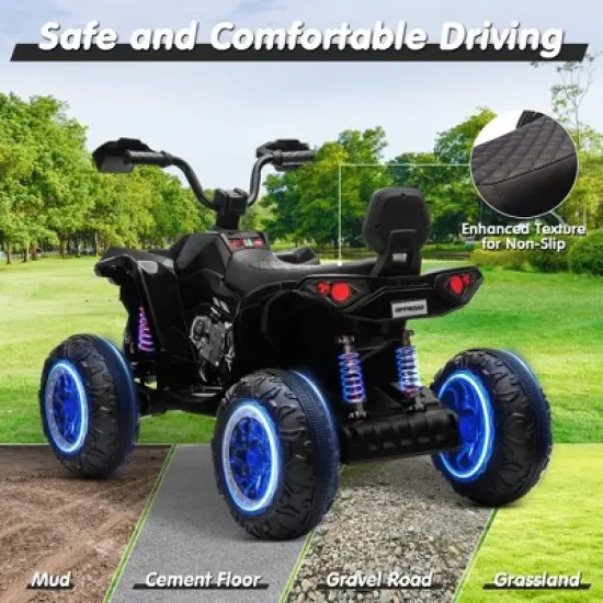 JOYRACER 24V Kids Ride on Toys ATV 4 Wheeler, 2 Seater 800W Motor for Big Kids, 7Ah Battery Powered Electric Vehicle Quad w/Kneepads, Bluetooth image {4}