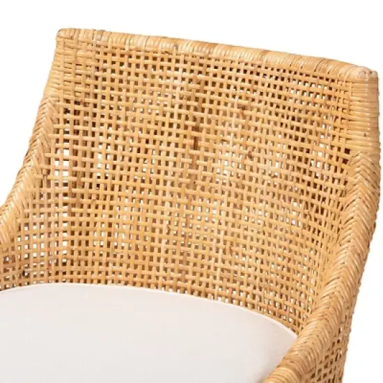 Bella Rattan Counter Stool Natural Brown/White - Baxton Studio image {5}
