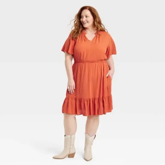 Women's Flutter Short Sleeve Tiered Dress - Knox Rose&trade; image {4}