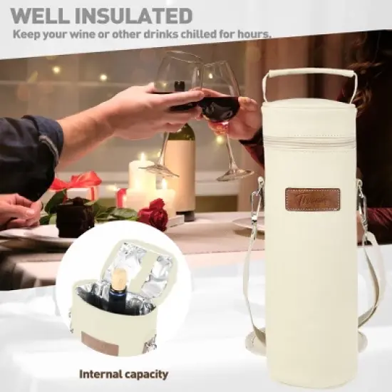 Tirrinia Single Wine Gift Bag, Portable Wine Cooler Bag, Insulated Bottle Carrier Tote, Wine Bag, Wine Lovers Must Haves, Valentine&rsquo;s Day Gift Idea image {3}