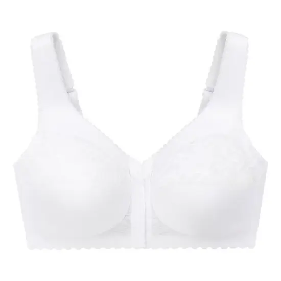 Glamorise Womens MagicLift Front-Closure Support Wirefree Bra 1200 White image {3}