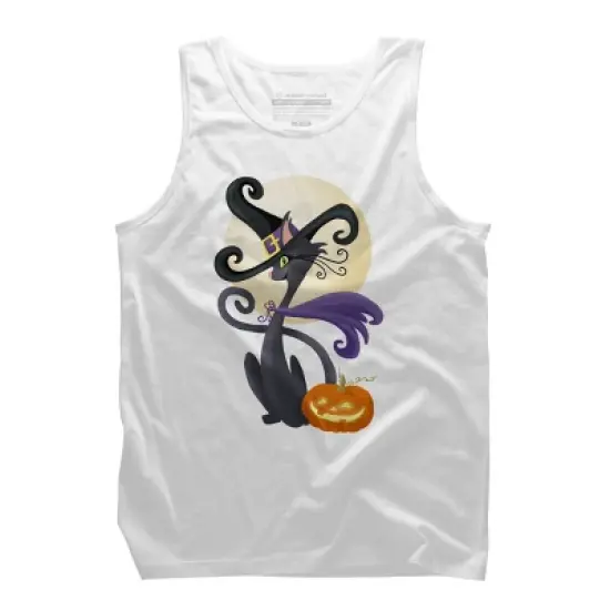 Men's Design By Humans Bewitching Black Halloween Kitty Cat By LittleBunnySunshine Tank Top image {7}