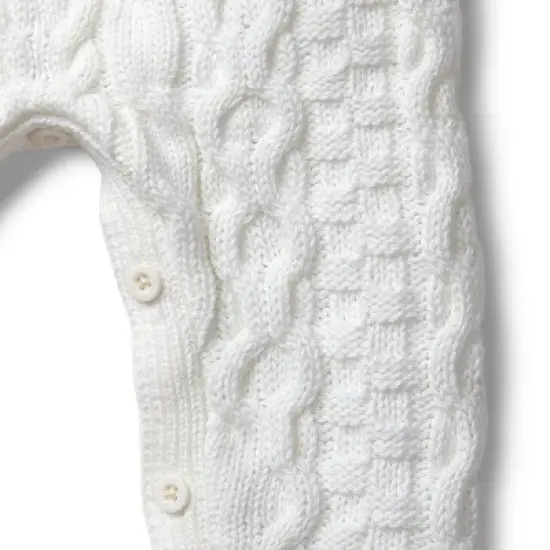 Hope & Henry Baby Cable Knit Sweater Romper image {2}