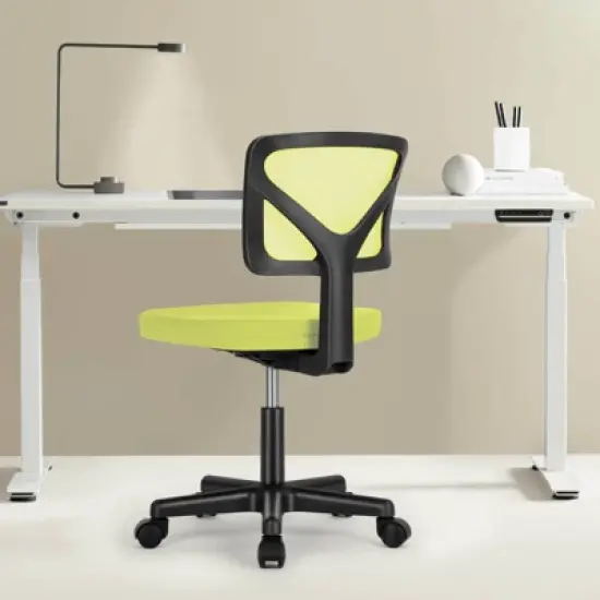 Armless Mesh Office Chair with Adjustable Height and Lumbar Support, Swivel Rolling Computer Desk Chair for Small Spaces image {10}