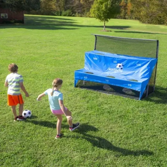 HearthSong Large Soccer Arcade Outdoor Active Game Set with Soccer Goal, Two Soccer Balls, and Carry Bag image {1}