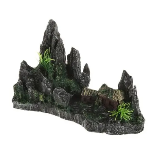 Unique Bargains Aquarium Terrariums Mountain for Fish Tank Landscape Decoration Gray Green 5.51" Height 1pcs image {6}