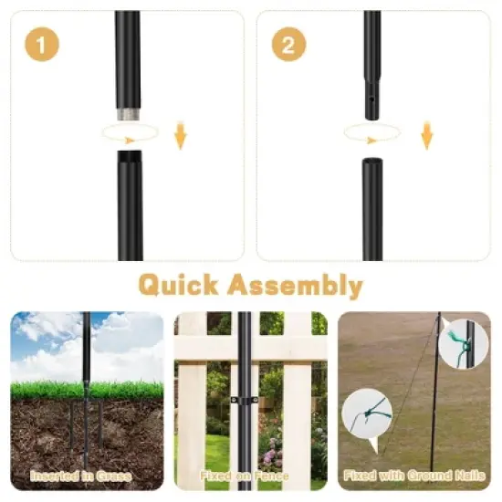 Sandinrayli 9 ft. Outdoor String Light Poles with Hooks, 6-Pack Atmosphere Lighting for Garden Lawn Patio Wedding Birthday Party image {3}