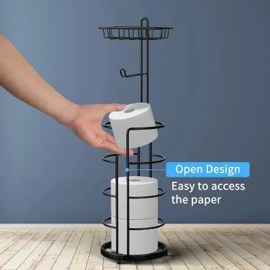 Tissue Paper Roll Stand, Bathroom Toilet Paper Storage Holder, Floor Standing Toilet Paper Dispenser image {4}