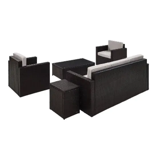 Palm Harbor 5pc All-Weather Wicker Patio Conversation Set with Sofa Gray - Crosley image {4}