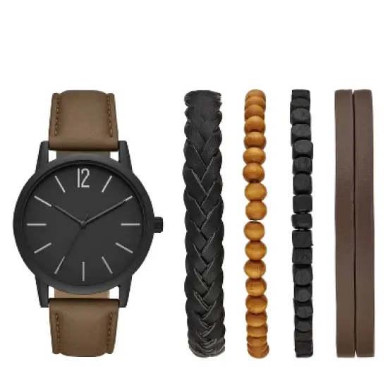 Men's Strap Watch Set - Goodfellow & Co&trade; Brown image {1}