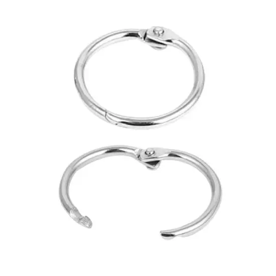 Unique Bargains Metal Hinged Book Memo Binder Loose Leaf Ring Silver Tone 30 Pcs 0.8" Inner Dia image {4}