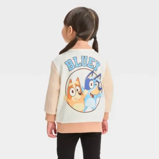 Toddler Girls' Bluey Varsity Bomber Jacket - Cream image {1}