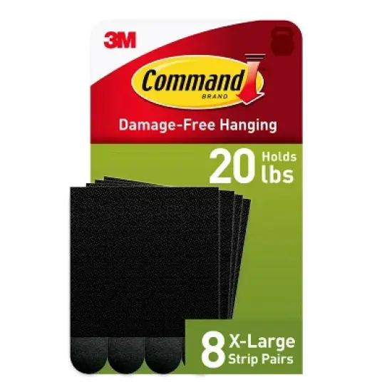 Command 8pk Heavy PHS Adhesives Black: Mounting Adhesive Strips, Heavy Duty, Plastic, Office Supplies image {1}