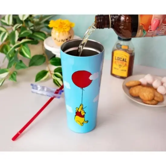 Silver Buffalo Winnie the Pooh Balloon Stainless Steel Tumbler With Straw | Holds 22 Ounces image {4}