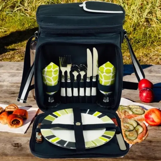 NCAA Illinois Fighting Illini  Soft Sided Cooler with Two Person Picnic Set image {2}