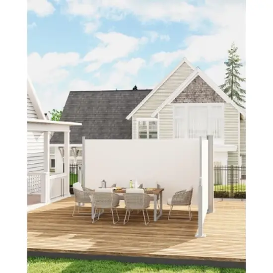 71' x236' Retractable Double Side Awning, 280g Polyester, Waterproof & UV-Resistant Privacy Screen for Patio, Deck, Pool image {8}