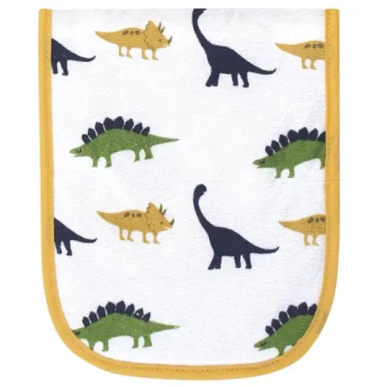 Hudson Baby Infant Boy Cotton Terry Bib and Burp Cloth Set 5pk, Messysaurus, One Size image {4}