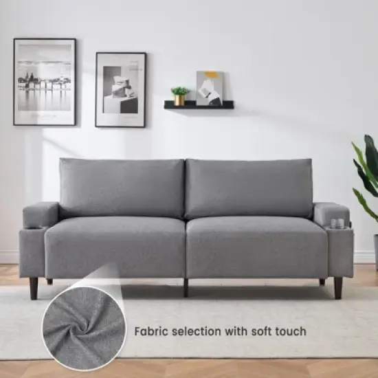 Loveseat Sofa Couch for Living Room, 80" Modern 2-Seater Couch &pound;&not;Comfy Mid Century Modern Couch for Bedroom, Office, Apartment, grey image {5}