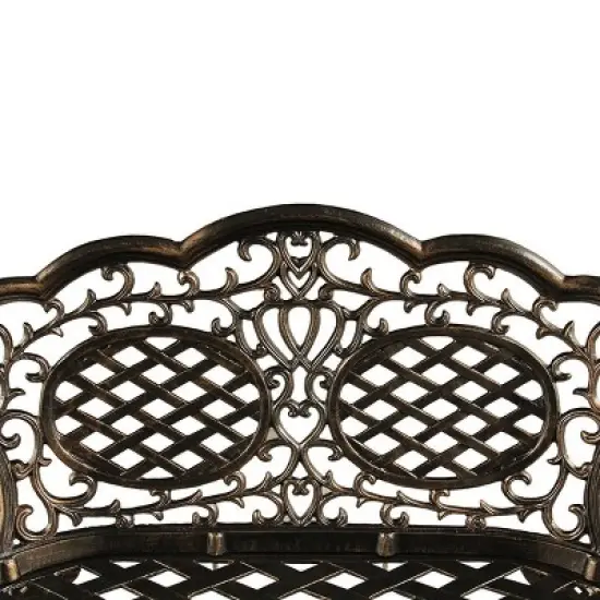 Ornate Traditional Aluminum Patio Bench - Bronze - Oakland Living image {4}