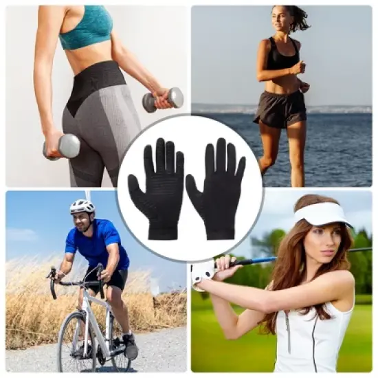 Unique Bargains Non-slip Horizontal Stripe Gloves for Sport 1 Pair image {4}