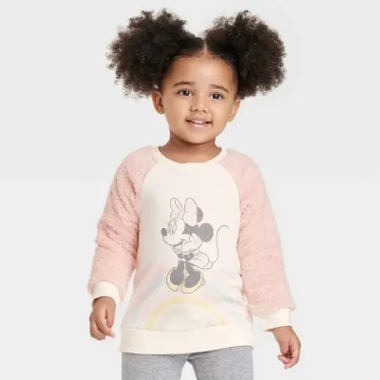 Toddler Girls' Minnie Mouse Solid Pullover Sweatshirt - Pink image {3}