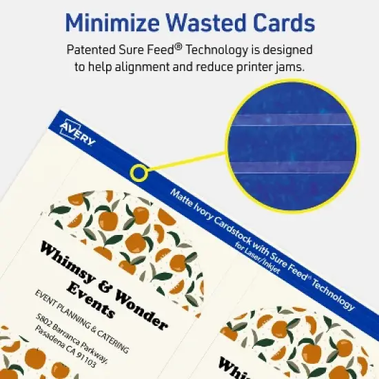 Avery Printable Arched Flat Cards, Sure Feed Technology, 4-3/4" x 3-1/2", Matte Ivory Cardstock, Print-to-The-Edge, Laser/Inkjet Printable, 40 Total image {6}
