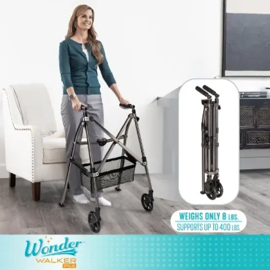 Stander Wonder Walker Plus, 2-Wheel Lightweight Folding Walker image {1}
