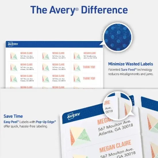Avery Address Labels, 1" x 2-5/8", White, 750 Labels (8160) image {1}