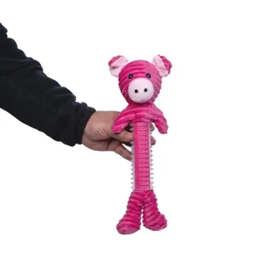 American Pet Supplies 18-Inch Pink Pig Corduroy Squeaking Dog Toy With Durable Rubber Protrusions image {1}