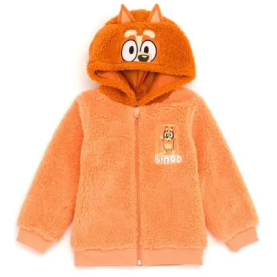 Bluey Bingo Cozy Faux Shearling Zip Up Cosplay Hoodie Toddler to Little Kid image {8}